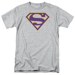 Superman - Mens Purple & Gold Shield T-Shirt In Heather