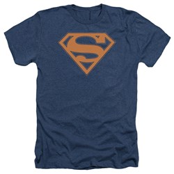 Superman - Mens Navy & Orange Shield Heather T-Shirt