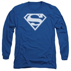 Superman - Mens Blue & White Shield Long Sleeve T-Shirt