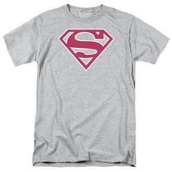 Superman - Mens Red & White Shield T-Shirt In Heather