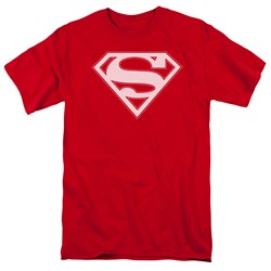 Superman - Red & White Shield Adult T-Shirt In Red