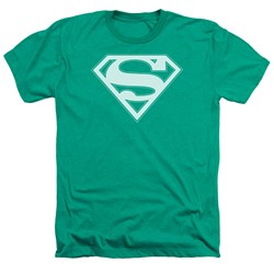Superman - Mens Green & White Shield Heather T-Shirt