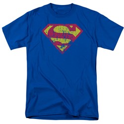Superman - Classic Logo Distressed Adult T-Shirt In Royal Blue