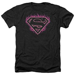 Superman - Mens Fuchsia Flames Heather T-Shirt