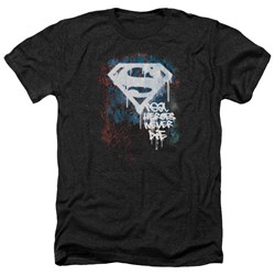 Superman - Mens Real Heroes Never Die Heather T-Shirt