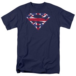Superman - Great Britain Shield Adult T-Shirt In Navy