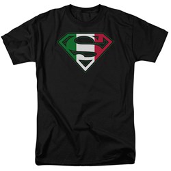 Superman - Italian Shield Adult T-Shirt In Black