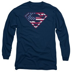 Superman - Mens U S Shield Long Sleeve Shirt In Navy
