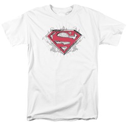 Superman - Hastily Drawn Shield Adult T-Shirt In White