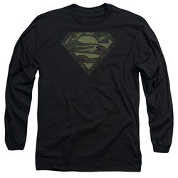 Superman - Mens Camo Logo Distressed Long Sleeve T-Shirt