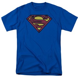 Superman - Charcoal Shield Adult T-Shirt In Royal Blue