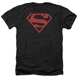 Superman - Mens Red On Black Shield Heather T-Shirt