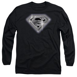 Superman - Mens Bling Shield Long Sleeve Shirt In Black