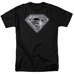 Superman - Bling Shield Adult T-Shirt In Black