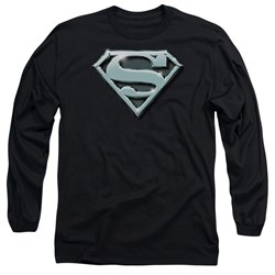 Superman - Mens Chrome Shield Long Sleeve Shirt In Black