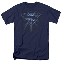 Superman - Glowing Shield Adult T-Shirt In Navy