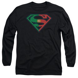 Superman - Mens Portugal Shield Long Sleeve Shirt In Black