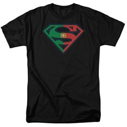 Superman - Portugal Shield Adult T-Shirt In Black