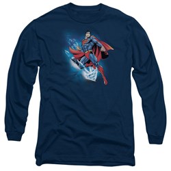 Superman - Mens Crystallize Long Sleeve Shirt In Navy