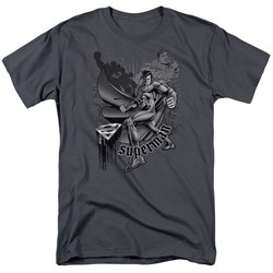 Superman - Flight And Flight Adult T-Shirt In Charcoal
