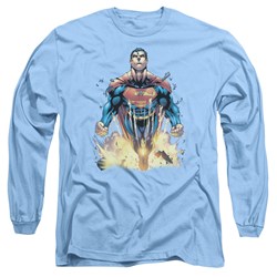Superman - Mens #224 Cover Long Sleeve Shirt In Carolina Blue