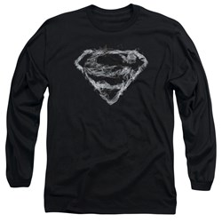 Superman - Mens Smoking Shield Long Sleeve Shirt In Black