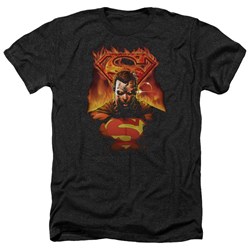 Superman - Mens Man On Fire Heather T-Shirt
