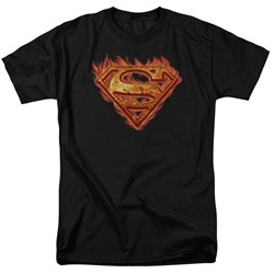 Superman - Hot Metal Shield Adult T-Shirt In Black