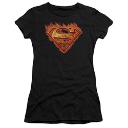 Superman - Hot Metal Shield Juniors T-Shirt In Black