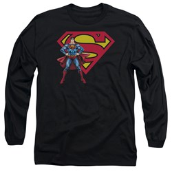 Superman - Mens Superman & Logo Long Sleeve Shirt In Black