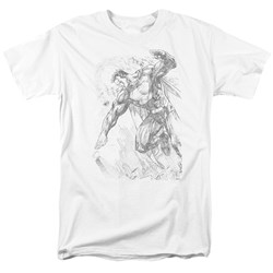 Superman - Pencil City To Space Adult T-Shirt In White