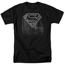 Superman - Skyline Adult T-Shirt In Black