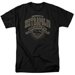 Superman - University Of Metropolis Adult T-Shirt In Black