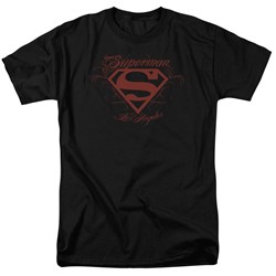 Superman - Superman La Adult T-Shirt In Black