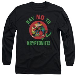Superman - Mens Say No To Kryptonite Long Sleeve Shirt In Black