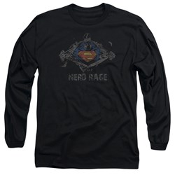 Superman - Mens Nerd Rage Long Sleeve Shirt In Black