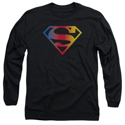 Superman - Mens Gradient Superman Logo Long Sleeve Shirt In Black