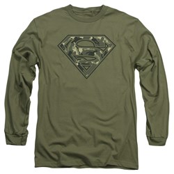 Superman - Mens Super Camo Long Sleeve Shirt In Military Green