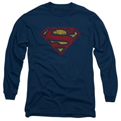 Superman - Mens Crackle S Long Sleeve Shirt In Navy