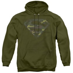 Superman - Mens Distressed Camo Shield Pullover Hoodie