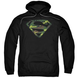 Superman - Mens Distressed Camo Shield Hoodie