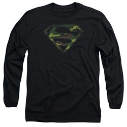 Superman - Mens Distressed Camo Shield Longsleeve T-Shirt