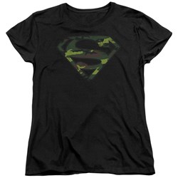 Superman - Womens Distressed Camo Shield T-Shirt