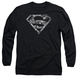 Superman - Mens Urban Camo Shield Long Sleeve Shirt In Black