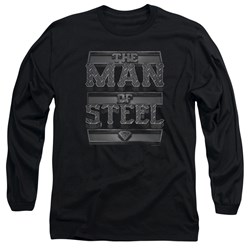 Superman - Mens Steel Text Long Sleeve Shirt In Black
