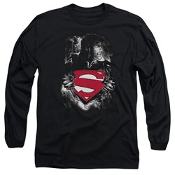 Superman - Mens Darkest Hour Long Sleeve Shirt In Black