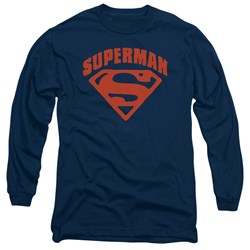 Superman - Mens Super Shield Long Sleeve Shirt In Navy