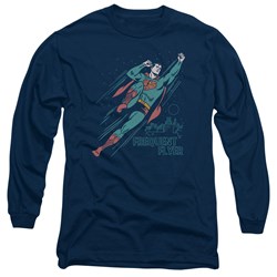 Superman - Mens Frequent Flyer Long Sleeve Shirt In Navy