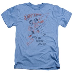 Superman - Mens To The Rescue T-Shirt In Light Blue