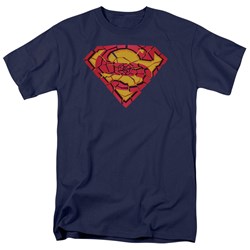 Superman - Mens Shattered Shield T-Shirt In Navy
